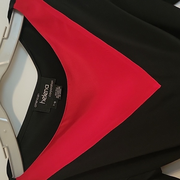 100%silk  sheath dress blk and red with matching belt. Easy fit and flattering. - Picture 4 of 5